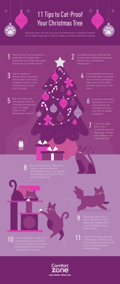 11 Tips to Cat-Proof Your Christmas Tree infographic
