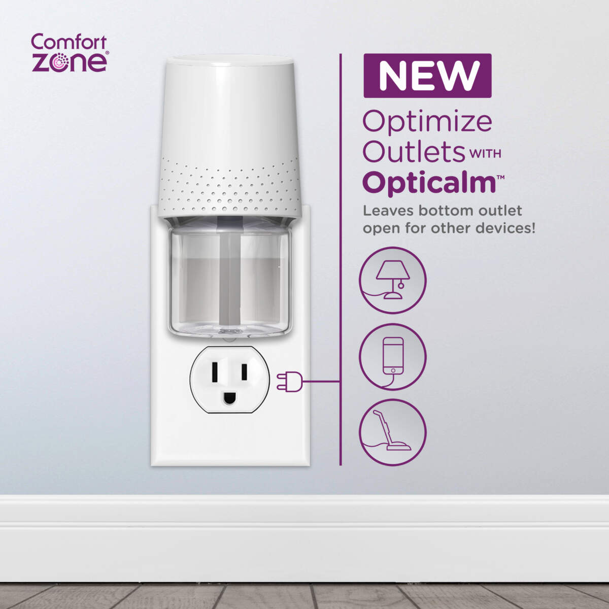 The new Comfort Zone Opticalm Diffuser optimizes outlet space.